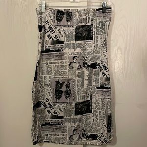 Size L Polly & Esther Newspaper print Mini Dress
